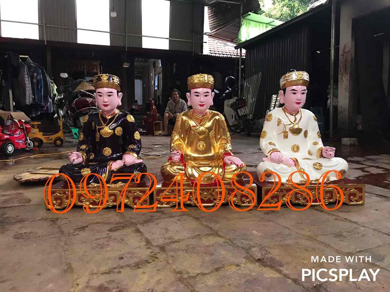Tượng Ba Vị Quan Hoàng sản xuất tại CSXS Nghĩa Thúy - Sơn Đồng. LH: 0972 408 286