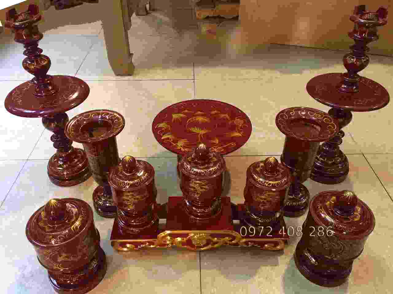 Bộ Đồ Thờ Cúng Đài Nến Tam Sơn sản xuất tại CSSX Nghĩa Thúy - Sơn Đồng LH: 0972 408 286